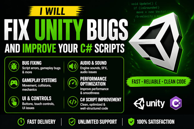 fix unity bugs, errors, and c sharp script issues