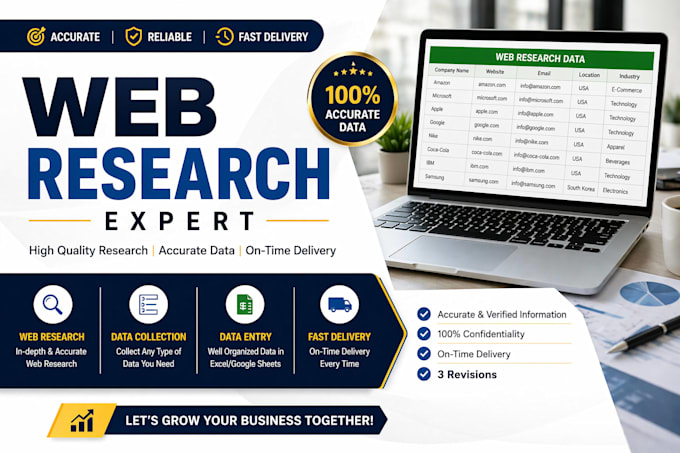do manual web research and data entry in excel