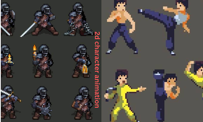 do 2d pixel art sprite sheet character 8 bit 16 bit 32bit animation for game
