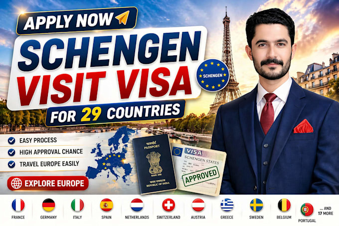 do complete schengen visit visa assistance for 29 countries