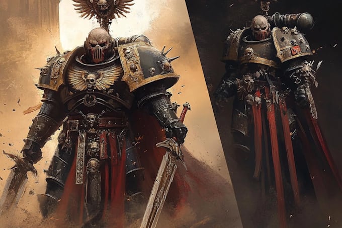 design grimdark warhammer inspired illustration