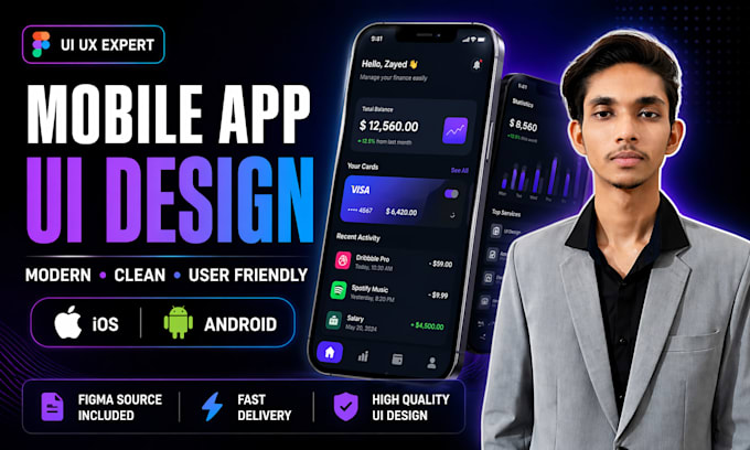 Design modern mobile app ui ux for ios and android in figma by Tahmid ...