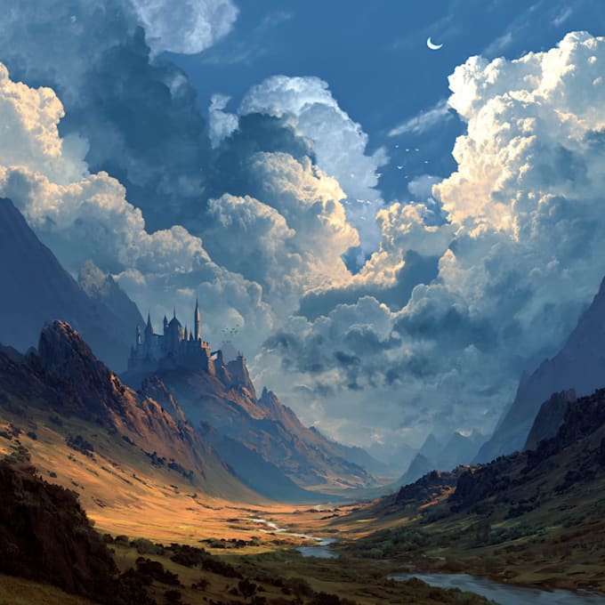 create fantasy landscape illustrations