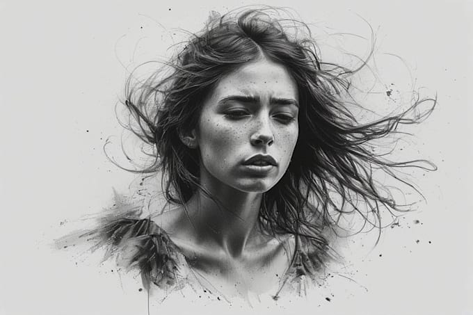 draw a custom digital charcoal pencil portrait