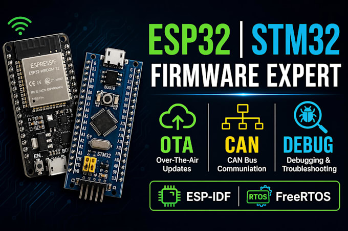 develop esp32 and stm32 firmware with ota can mqtt freertos support