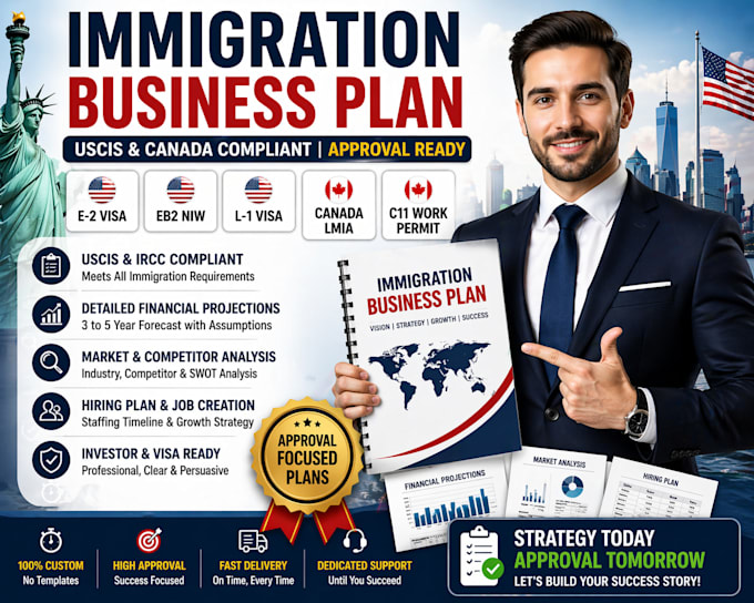 write immigration business plan for e2 visa eb2 l1 visa uscis ready projection
