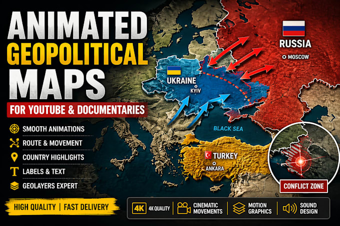 create animated geopolitical maps for youtube and documentaries