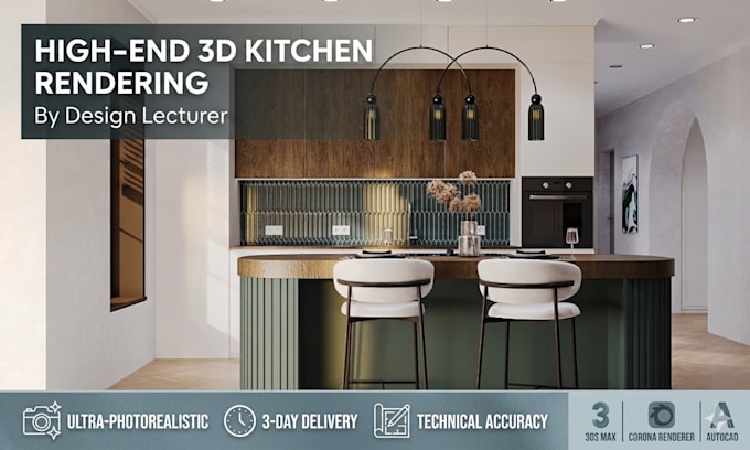 create photorealistic kitchen interior renderings