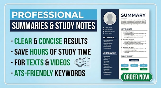 write professional study notes from any document or video