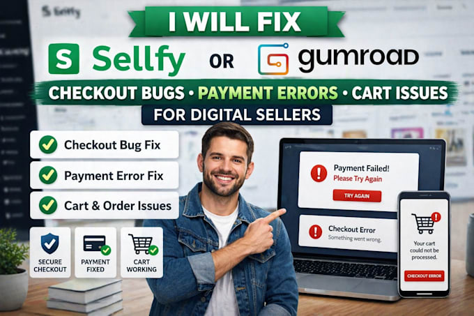 fix sellfy gumroad checkout bugs payment errors and cart issues digital sellers