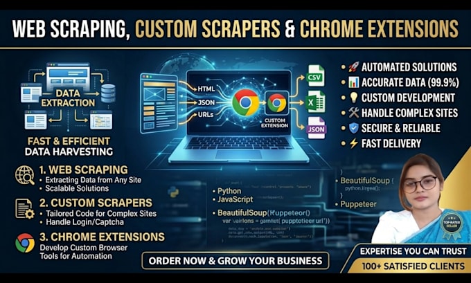 build a custom web scraper, data extractor, or chrome extension for any website