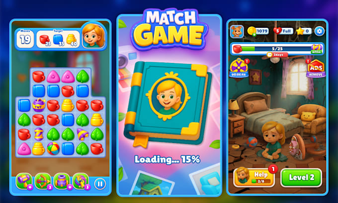 design 2d mobile game UI UX and interface professionally