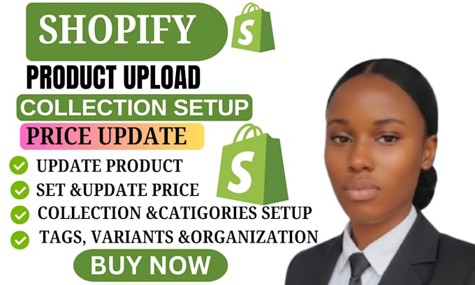 do shopify product listing, collections setup and  update