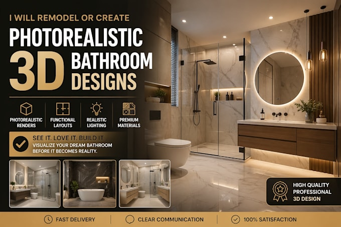 remodel or create photorealistic 3d bathroom designs
