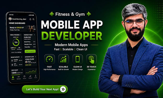 do mobile app development, fitness app, gym app as flutter developer