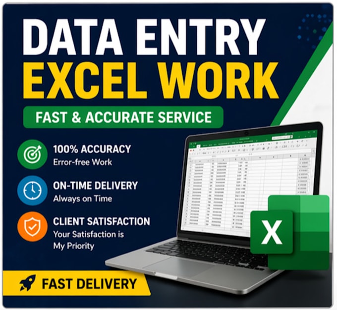 accurate data entry, copy paste, typing, and excel work