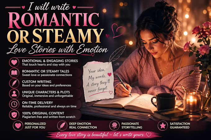 write romantic or steamy love stories with emotion