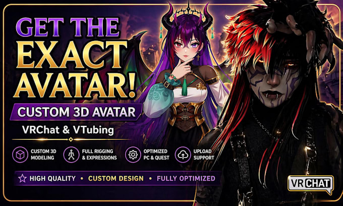 make vrchat avatar, 3d character model, 3d avatar model, 3d anime vrchat avatar