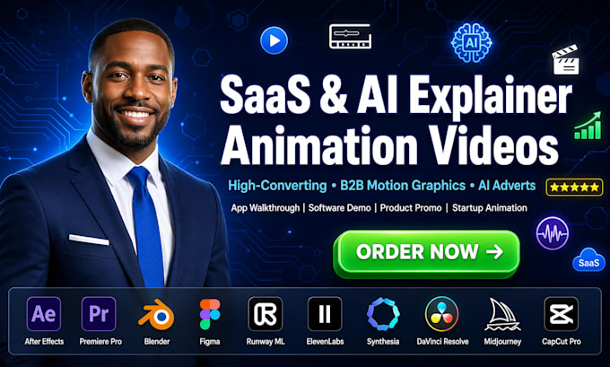 create saas explainer video, saas animation ai product advert demo animation