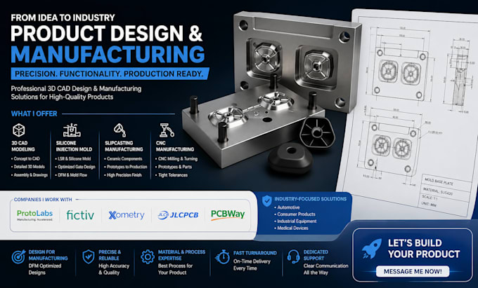 do product 3d cad model silicone injection mold slipcasting manufacturing cnc