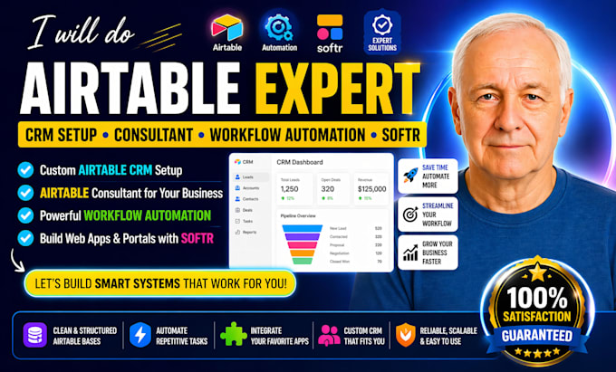 do airtable CRM setup, airtable consultant, airtable workflow automation, softr