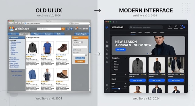 redesign old UI UX into modern interface
