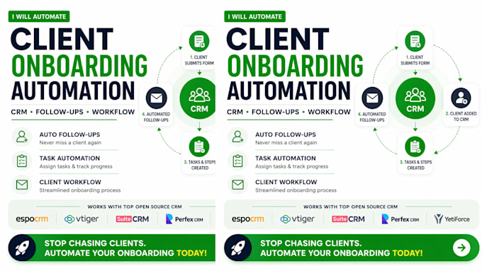 automate client onboarding follow up using espocrm vtiger twenty suitecrm perfex