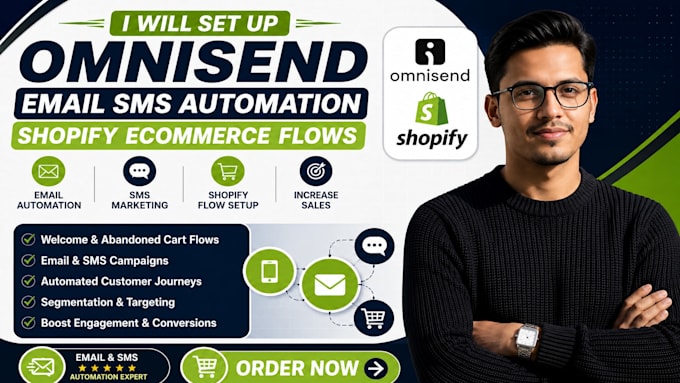 setup omnisend email automation sms marketing shopify ecommerce flows