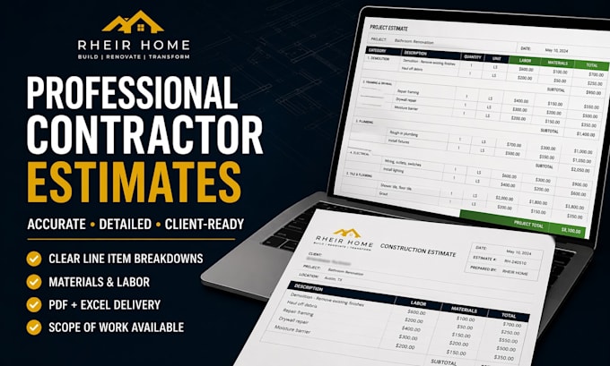 create a contractor estimate or construction bid