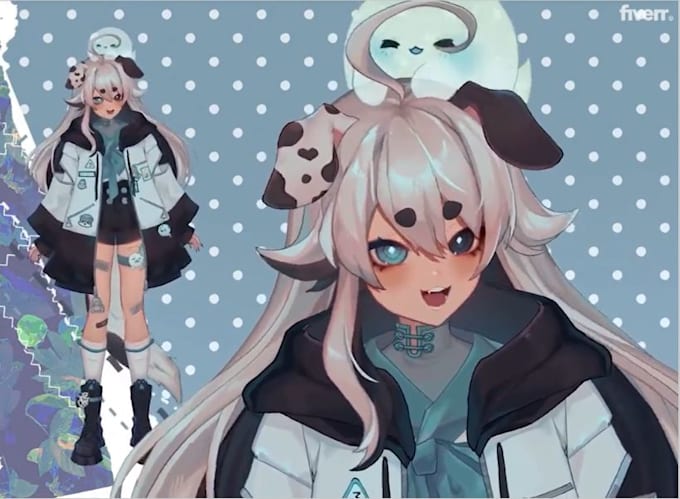 design 2dvtuber model, live2d rigging anime style commission live2d vtuber model