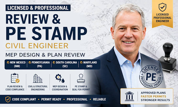 Licensed review stamp civil engineer use pe stamp mep design new mexico ...