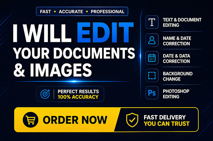 edit photoshop image change text, date, name, document editing background remove
