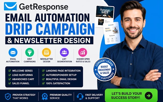 setup getresponse email automation drip campaign newsletter design email setup