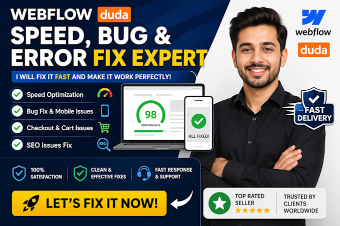 webflow duda speed bug mobile fix checkout error seo issue cart problem fix