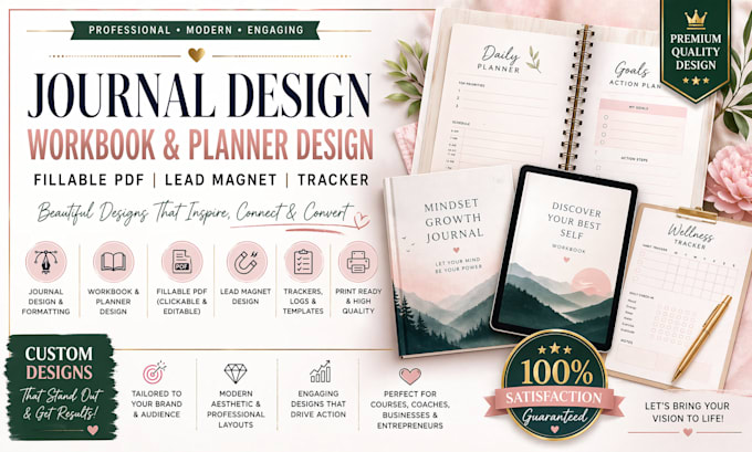 do journal design, workbook planner design, fillable pdf, lead magnet, tracker