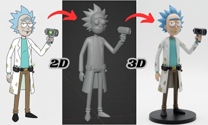 convert 2d to 3d model, sketch image into 3d model, stl file for 3d printing