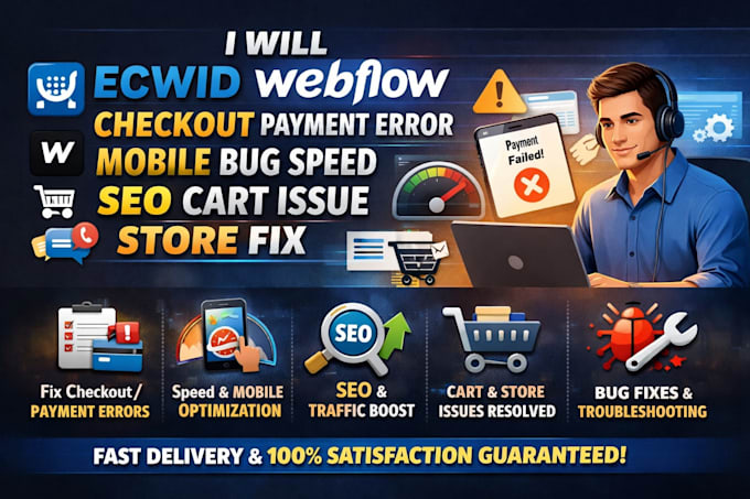 ecwid webflow checkout payment error mobile bug speed seo cart issue store fix
