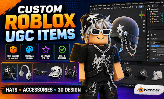 create custom roblox ugc items and 3d accessories