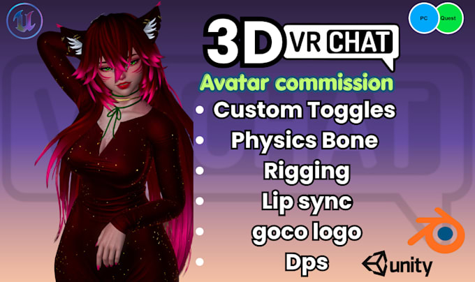 Vrchat-avatar-commission vrc anime-avatar vr-charakter 3d-modell nsfw ...