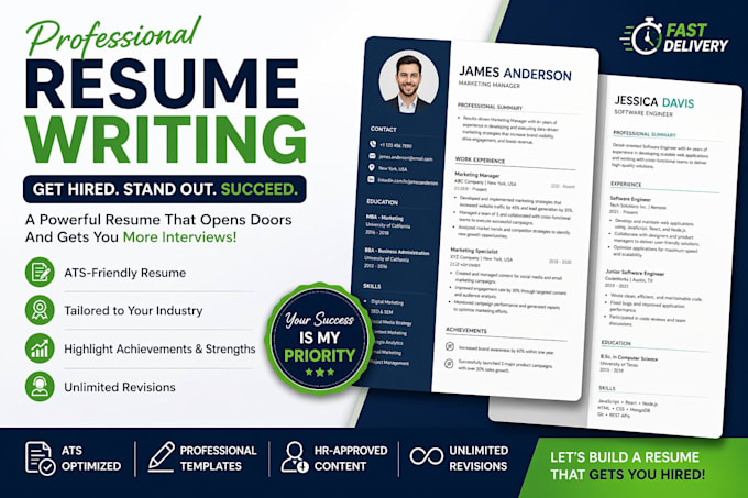 write professional resume and update ats resume, cv, cover letter