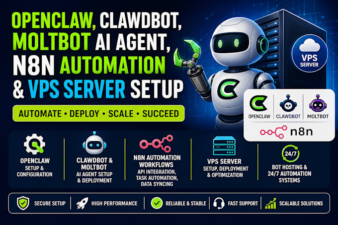 openclaw clawdbot moltbot ai agent, n8n automation vps server