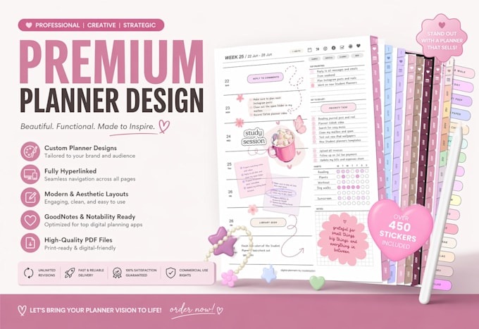 design digital planner digital journal etsy digital planner canva ebook design