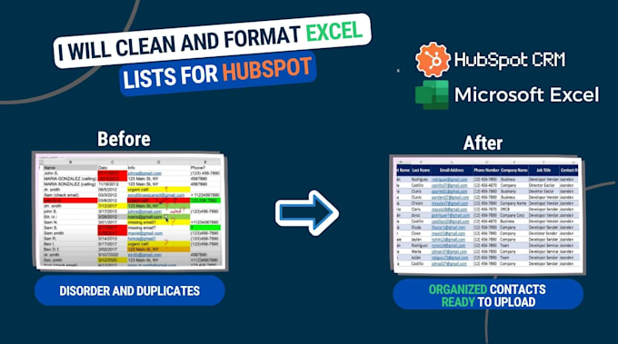 clean and format excel lists for hubspot
