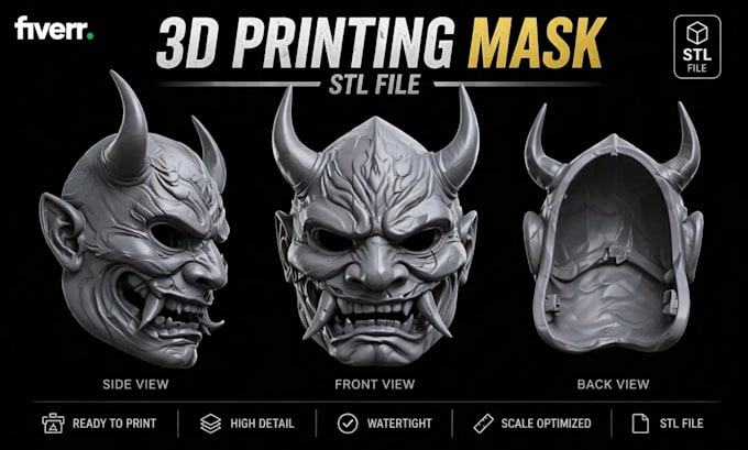 Create detailed 3d mask sculpting stl for 3d printing by Haris022 | Fiverr