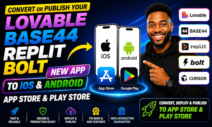 convert publish lovable base44 replit bolt new rork ai app ios android app store