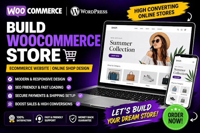 build woocommerce store ecommerce website, online shop design on wordpress