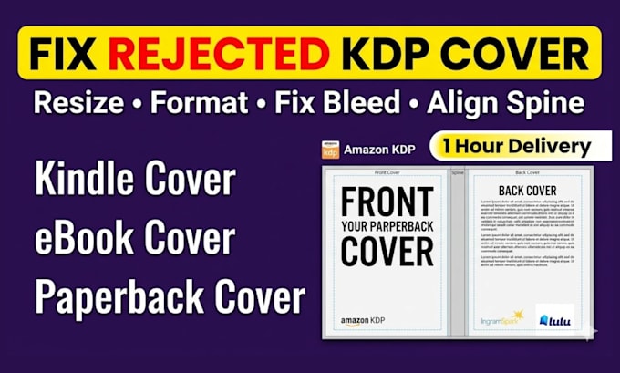 fix KDP cover size, bleed, and alignment issues for upload