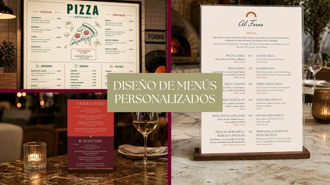 design elegant menus for your restaurant, event or spa