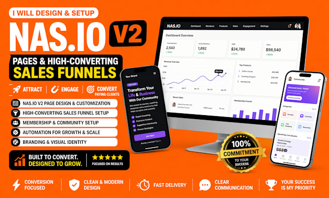 design a high converting nasio v2 funnel and branded page