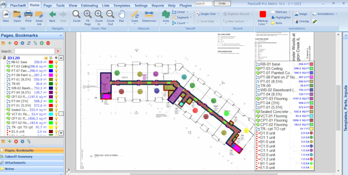 commercial building material cost breakdown, mep material takeoff, planswift